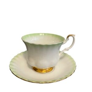 Royal Albert Rainbow Green and White Bone China Teacup & Saucer Vintage